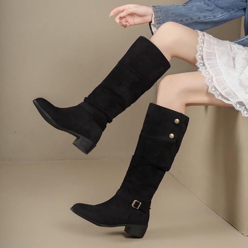 Vintage Fashion Online - Kadın Süet Diz Üstü Çizme Vintage,